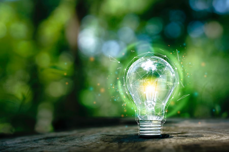 Light bulb that represents green energy for technology